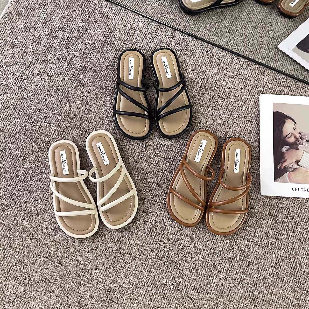 法式复古气质平底小凉拖女2025新款夏季仙女风配裙子拖鞋外穿凉鞋