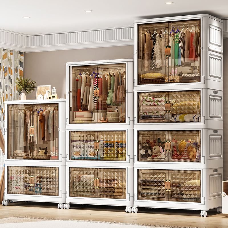 折叠衣柜65-75宽度宝宝衣物收纳柜衣帽间简易衣橱儿童家用衣柜子