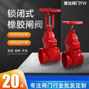 阀门球墨铸铁法兰直通式软密封电动锁闭式橡胶闸阀水务大口径闸阀