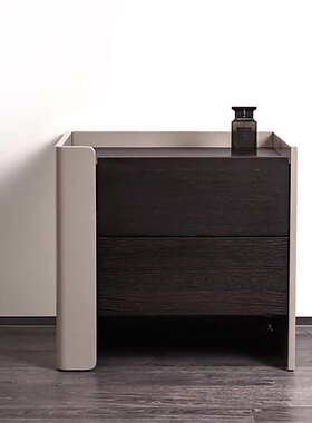 9W意式极简床头柜烟熏色简约现代烤漆小户型床边柜创意卧室储物柜