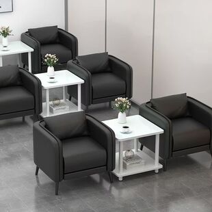 2026办公室会客单人沙发中间茶几组合接待洽谈会议室皮艺商务沙发