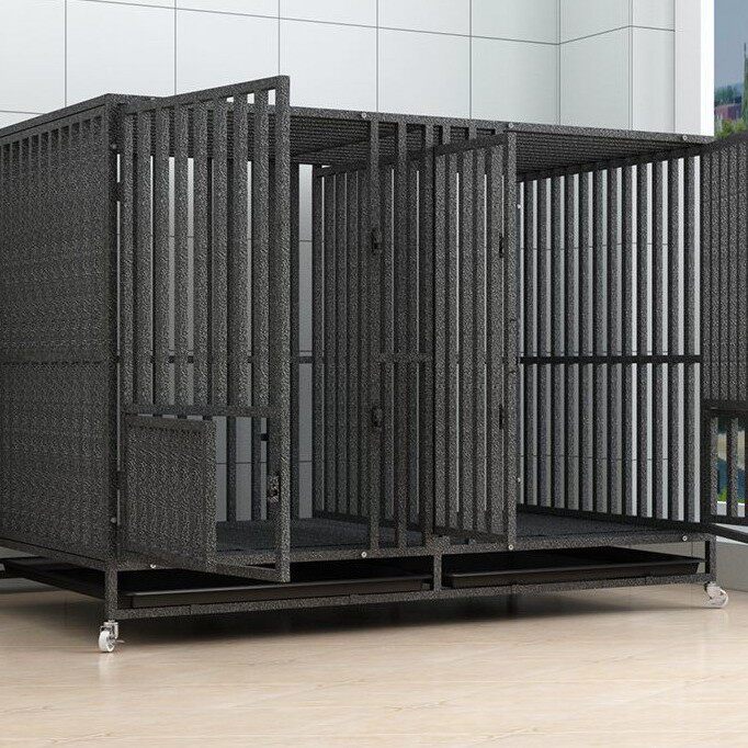 全方管带隔断子母笼家用中大型犬特大号加固加粗双门狗笼子