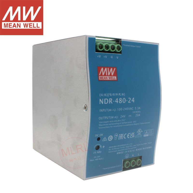 原装台湾明纬NDR-480-24 480W 24V20A工业高效率DIN导轨开关电源