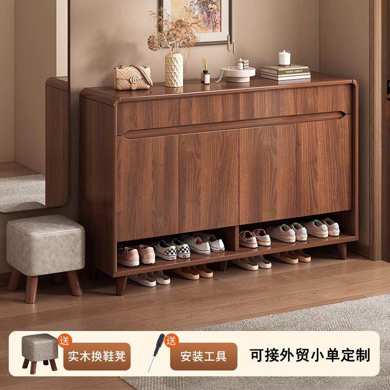 入户家用门口大容量玄关柜收纳储物柜一体鞋架新中式实木生态鞋柜