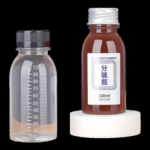 100ml空瓶子pet透明塑料样品水试剂H小药瓶带刻度液体一次性分装