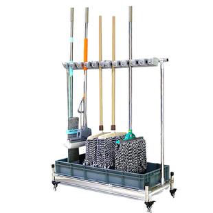 不锈钢拖把架可移动拖把扫把挂架落地式墩布挂架免打孔阳台沥水架