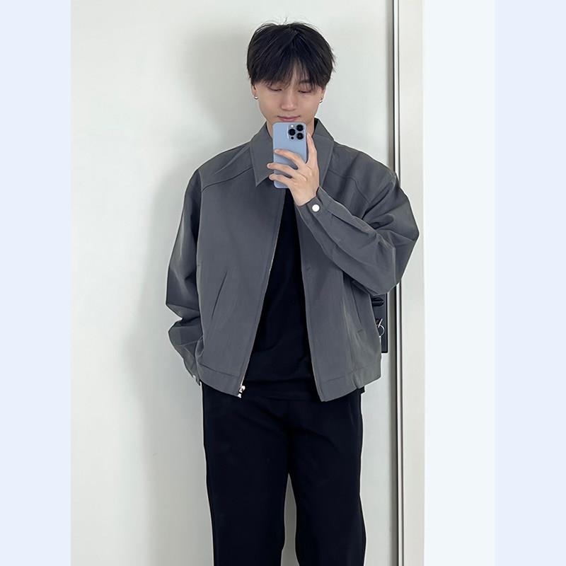 黑色短款外套男春秋冬季韩版潮牌高级感痞帅飞行夹克正肩休闲上衣