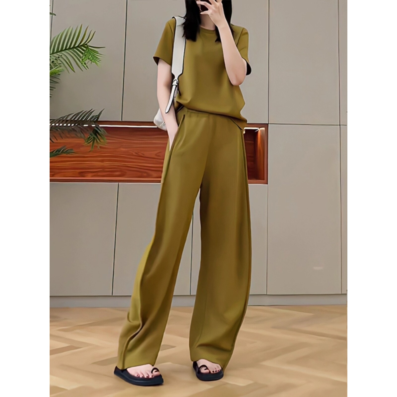 欧洲站阔腿裤运动套装女2025年新款时尚洋气高级感夏季短袖两件套