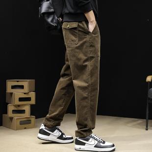 新款 子 男士 宽松休闲裤 灯芯绒休闲裤 裤 潮牌美式 秋冬季 复古直筒工装