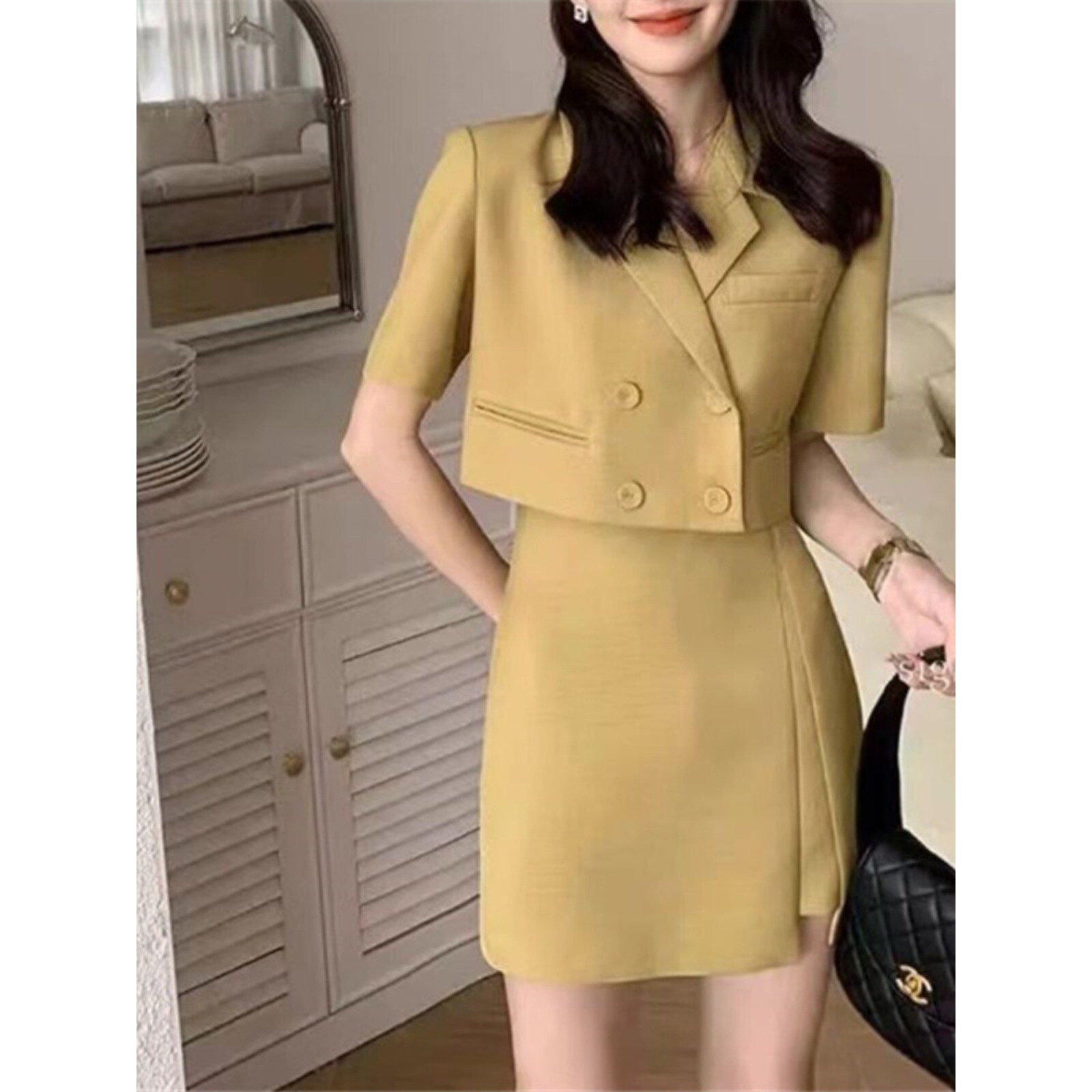 专柜短袖西装套装女2025夏季新款韩版高级感时尚显瘦职业装两件套