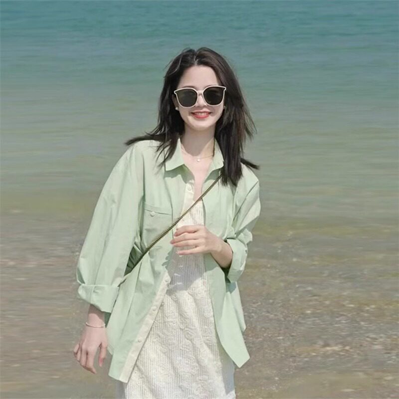 欧洲站防晒衣女夏季薄款2025年新款小个子宽松开衫外套长袖衬衫潮