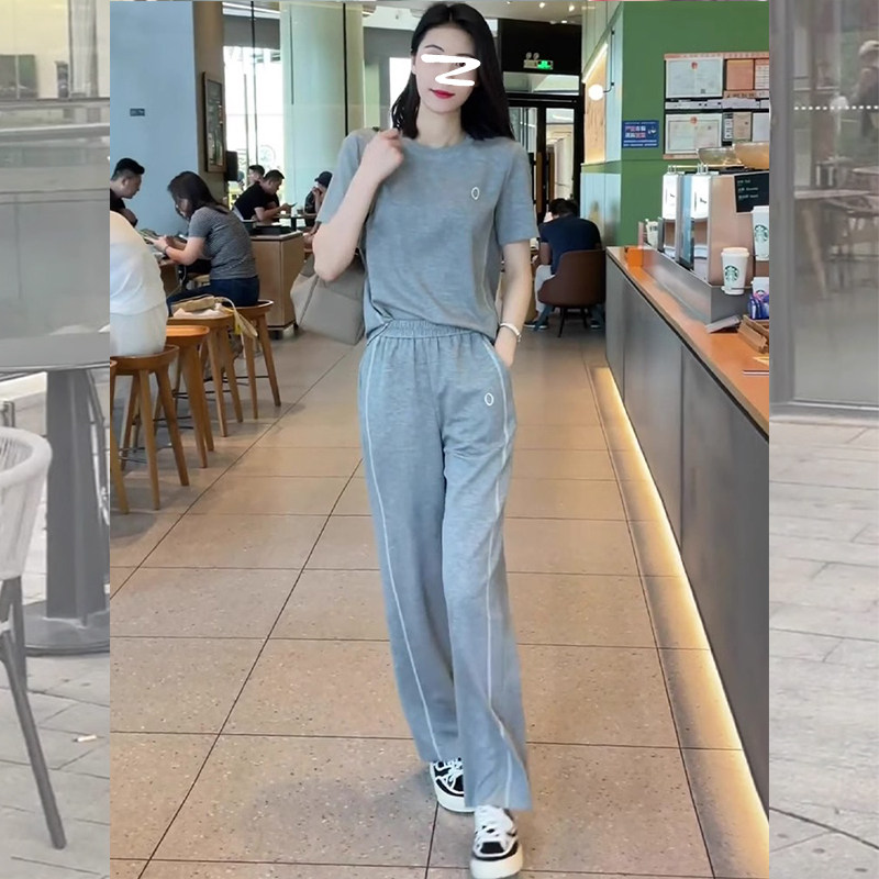 欧洲站休闲运动套装女大码夏季短袖2025年新款宽松显瘦两件套时尚