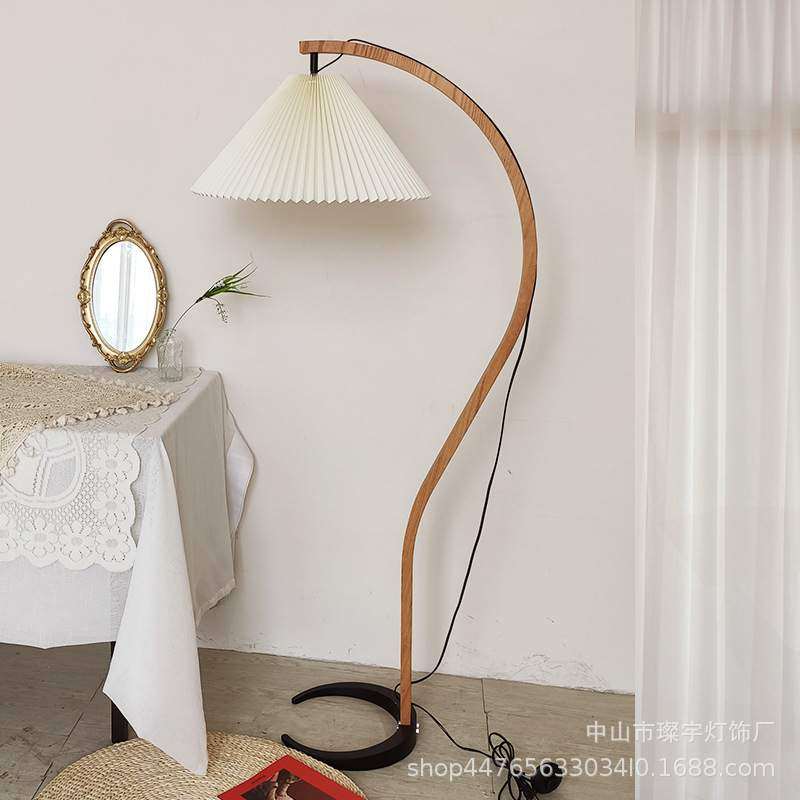 美式百褶客厅沙发旁边落地灯ins原木风卧室床头日式实木中古台灯,标准件/零部件/工业耗材,车间地垫,淘宝优惠券,粉丝福利购,淘宝优惠卷