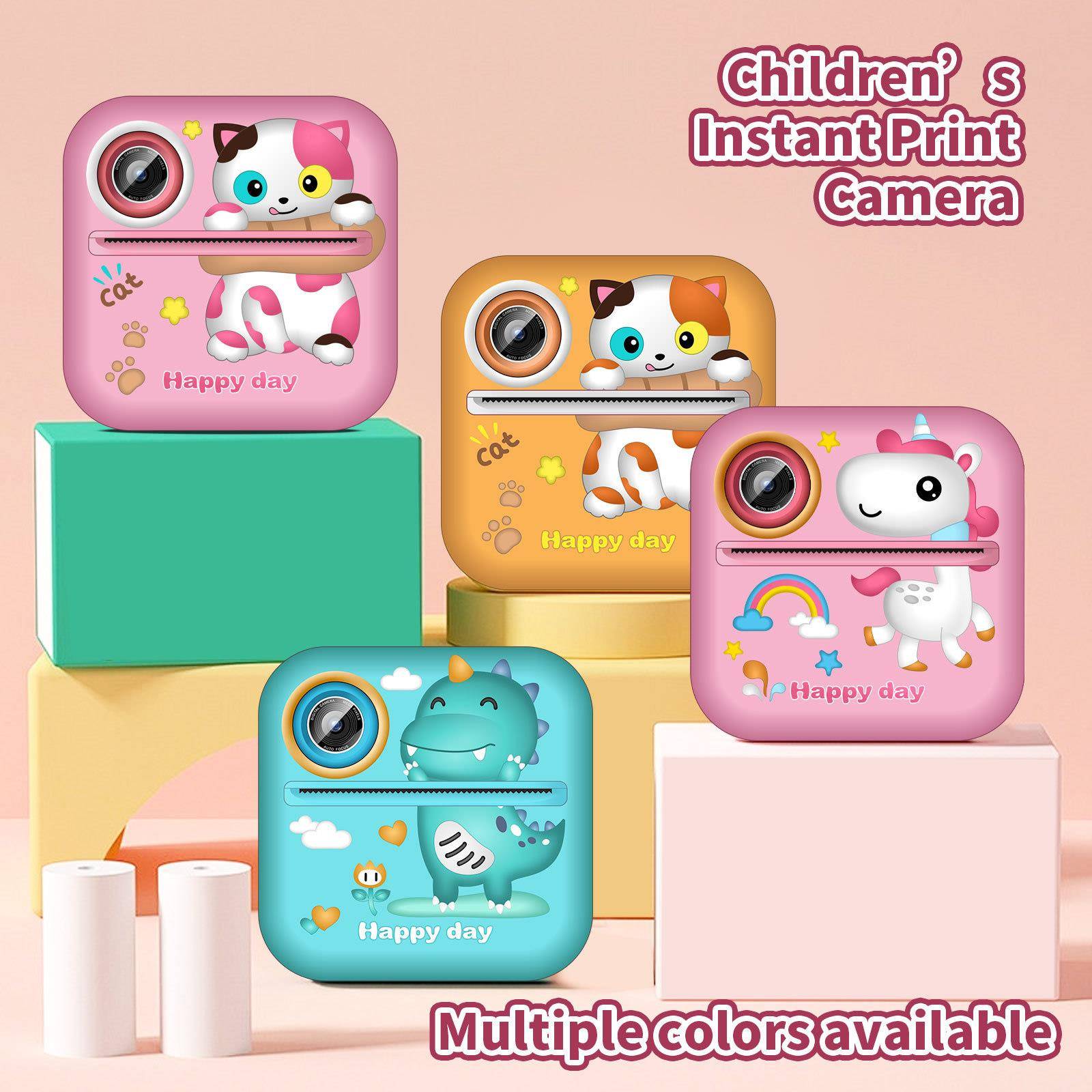 跨境拍立得相机儿童数码可爱卡通迷你拍照打印数码高清打印照相机
