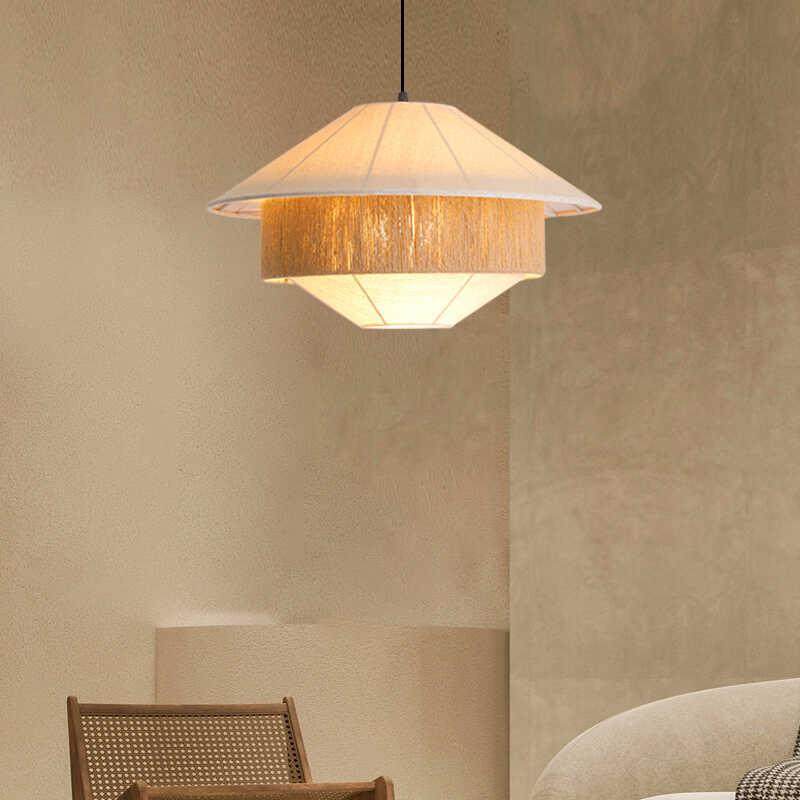 餐厅灯日式诧寂风客厅卧室编织布艺中古民宿灯奶油风房间麻绳吊灯,家装灯饰光源,智能吊灯,淘宝优惠券,粉丝福利购,淘宝优惠卷