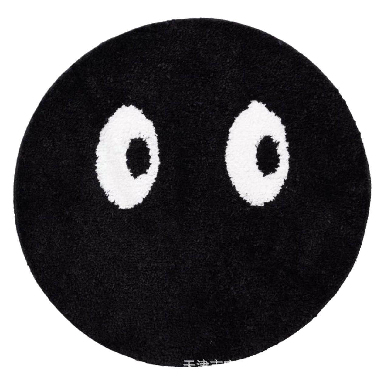 可爱黑色圆形地毯卧室床边家用地毯ins创意小黑脸地毯,居家布艺,地毯,淘宝优惠券,粉丝福利购,淘宝优惠卷
