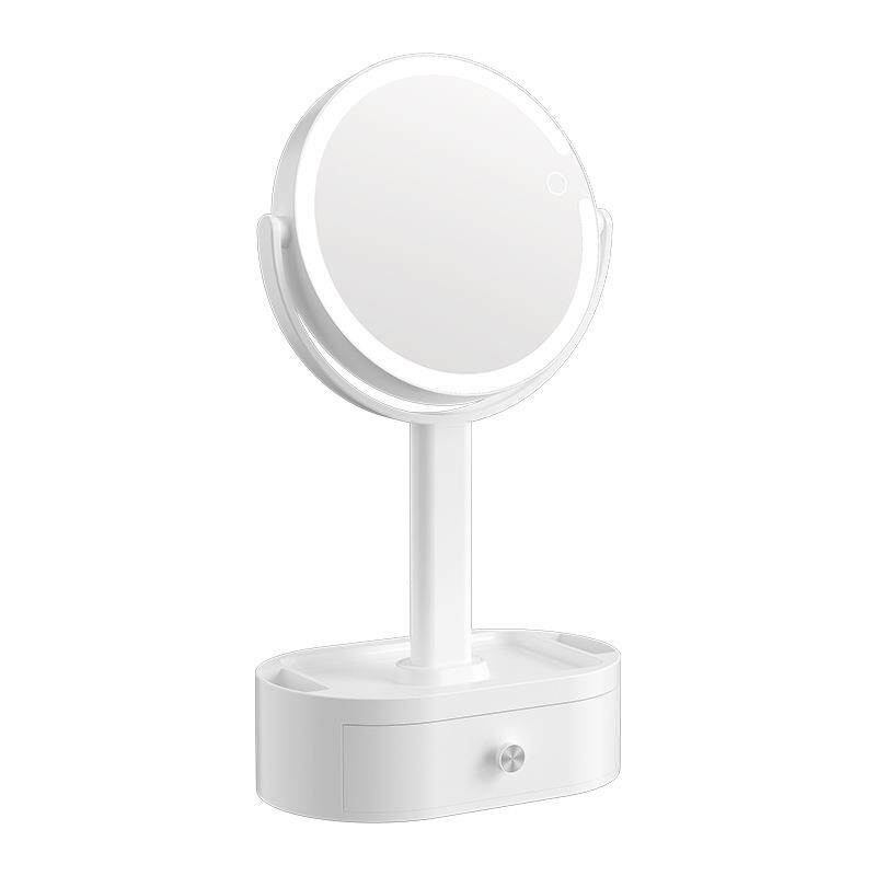 20X/30X放大led化妆镜双面带灯可收纳带抽屉台式圆形化妆镜