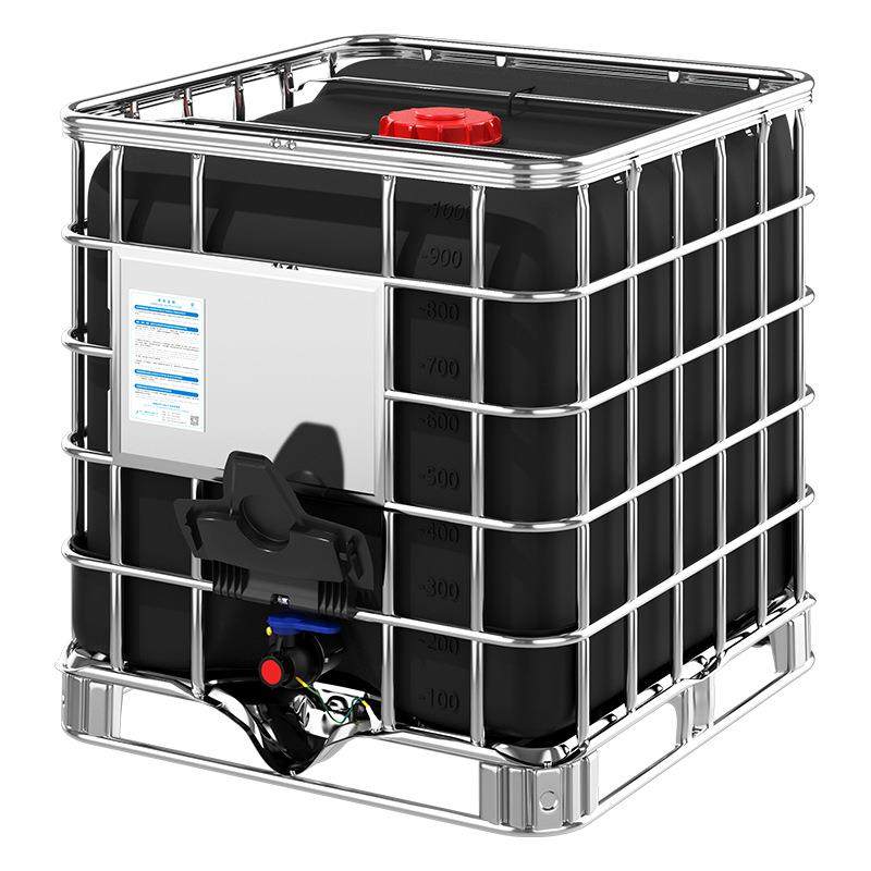 全新加厚HDPE防静电塑料桶1000L带铁架IBC吨桶密封化工桶储水罐黑