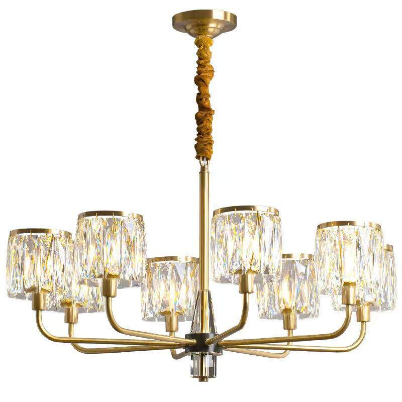 美式全铜轻奢水晶客厅吊灯后现代复古高档别墅书房餐厅护眼灯具