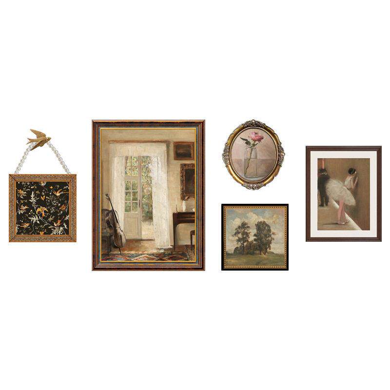 美式复古客厅装饰画法式中古风沙发背景墙画钢琴组合挂画餐厅壁画