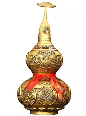 铜葫芦摆件黄铜八宝葫芦家用玄关可开口吉祥如意福禄门店葫芦