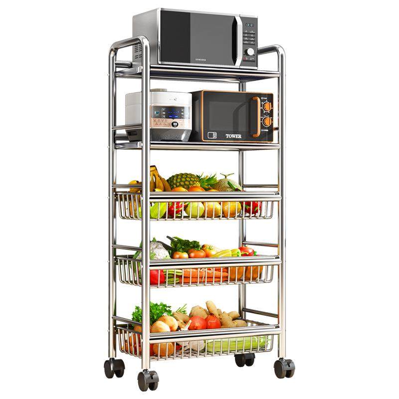 304不锈钢菜架子厨房蔬菜架收纳筐家用微波炉多层小推车置物架,厨房/烹饪用具,抹布架/厨房清洁收纳架,淘宝优惠券,粉丝福利购,淘宝优惠卷