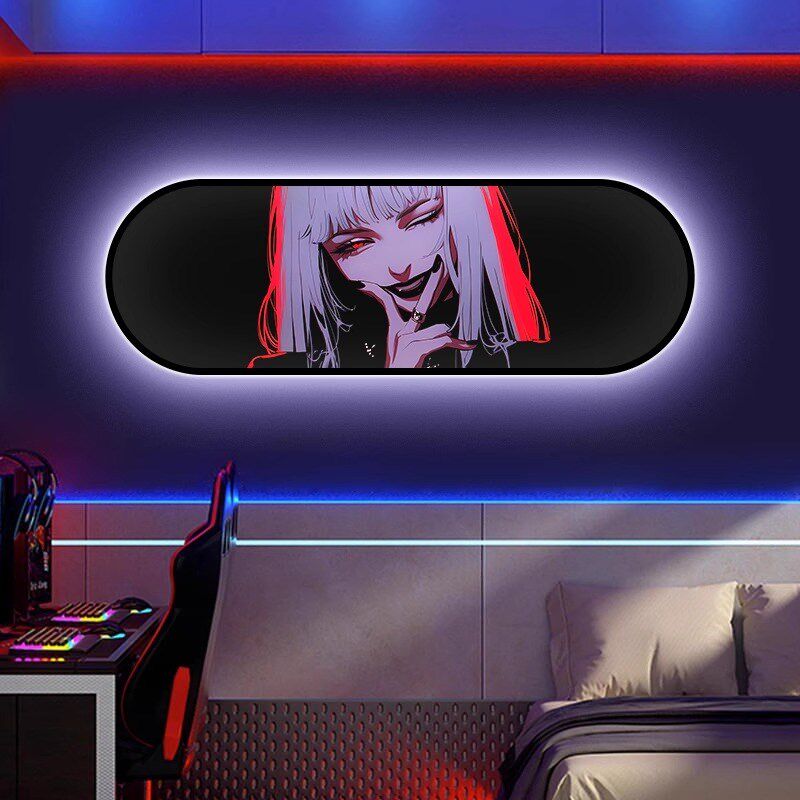 网吧氛围灯光装饰二维动画壁画电子竞技酒店房间电脑桌背景墙夜光