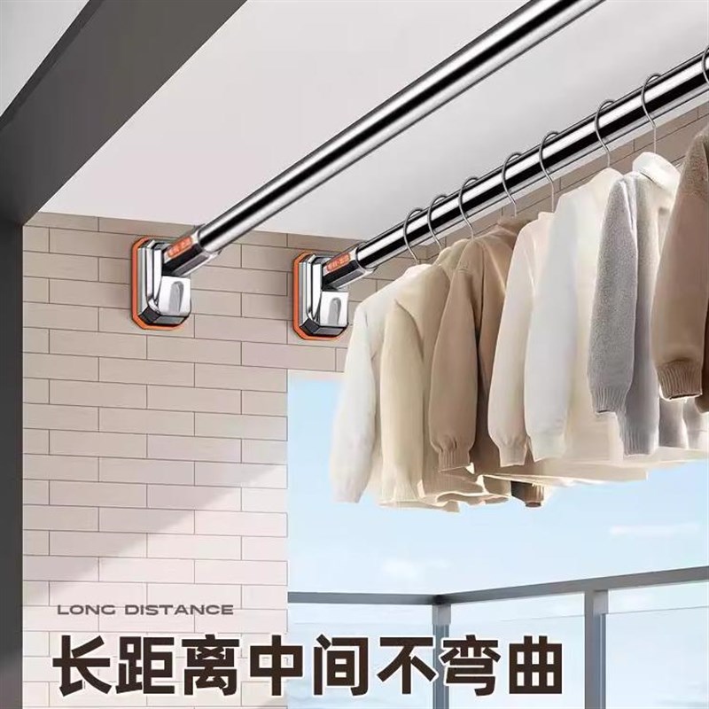 免打孔不锈钢伸缩杆晾衣杆免钉衣架浴帘杆子窗帘挂杆门帘衣柜撑杆