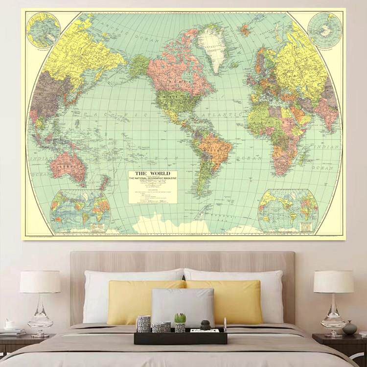 Map地图挂毯墙上装饰背景布卧室床头沙发背景墙壁画简约挂布