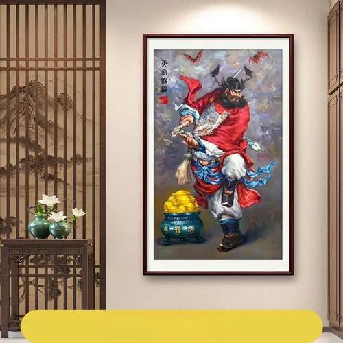 钟馗挂画办公室装饰品伏魔图国画镇宅壁画中堂画神威装饰画