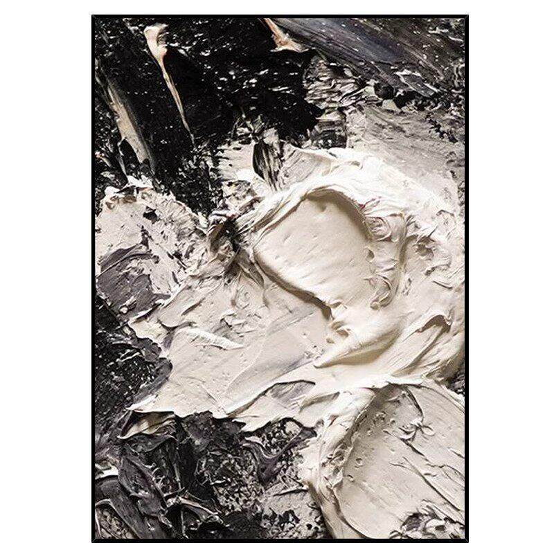 黑白立体手绘油画现简约客厅装饰画厚肌理玄关装饰画餐厅挂画