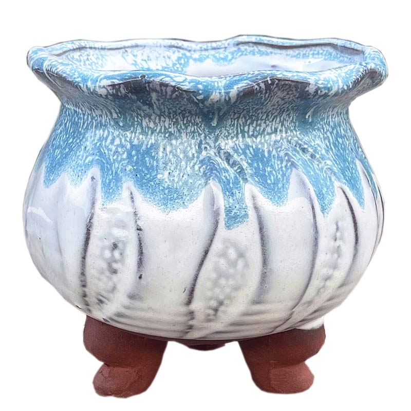 宜兴紫砂创意方盆方口多肉花盆直筒带脚小号老桩粗陶亮釉组合包邮