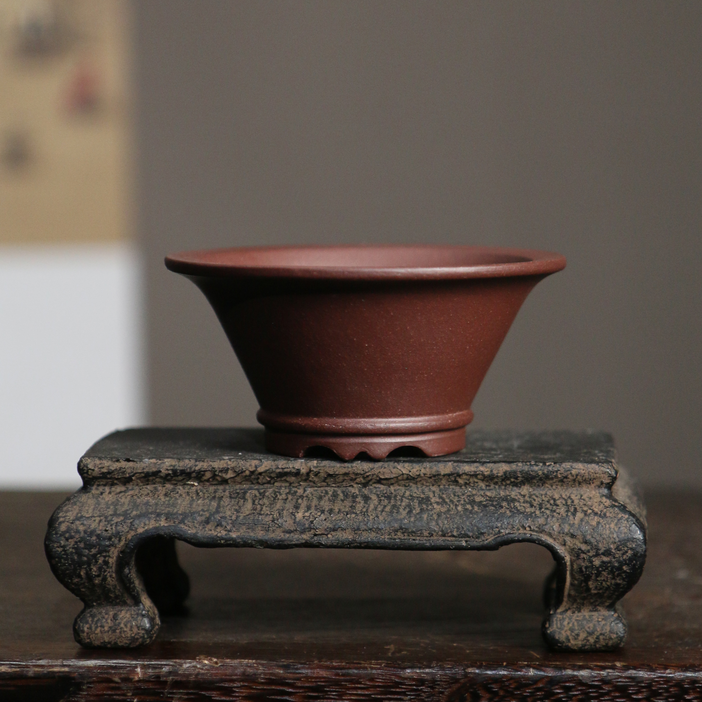 紫砂花盆斗笠盆景盆小斗盆豆盆微型盆小盆拇指盆觅陶乡朱泥盆孙伟