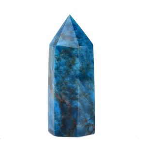 天然磷灰石原石六棱柱风水摆件蓝色水晶柱家居办公摆设
