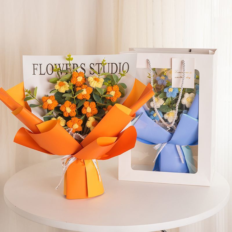 母亲节小雏菊针织花束毛线手工编织成品送妈妈礼物闺蜜毕业永生花