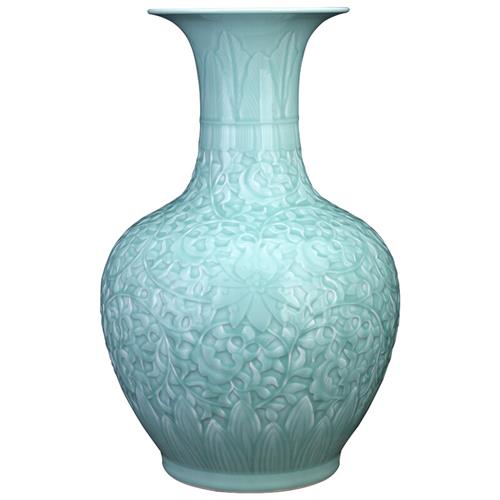 新品芸阙惠 轻奢高端景德镇手工青瓷花瓶陶瓷角几摆件玄关瓷器客