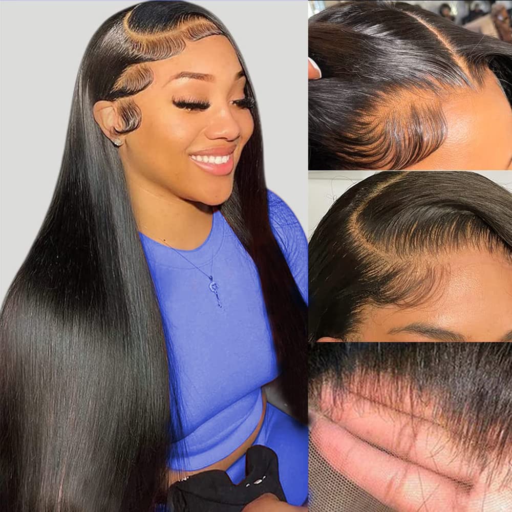 Transparent Lace Frontal Wig 28 30 inch Straight Human Hair