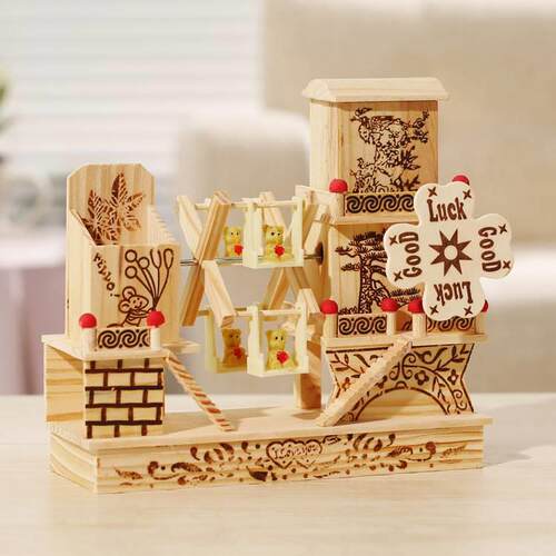 极速多款古屋风车音乐盒摆件 创复意面1摆饰 木质音八 学生情侣桌