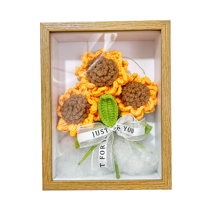 永生花混搭花束手捧向日葵相框花束成品diy毛线手工创意礼物礼品