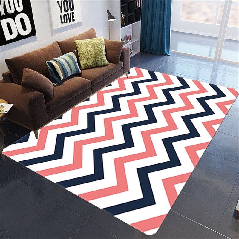 Modern black and white Wave Abstract Art Carpet Living Room