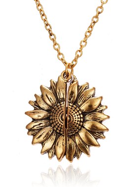 极速Sunflower Pendant Necklace Boho Jewelry Necklace Collier