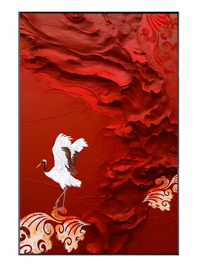 好货新中式白鹤图玄关装饰画喜庆走廊过道挂画竖版大气中国风祥云