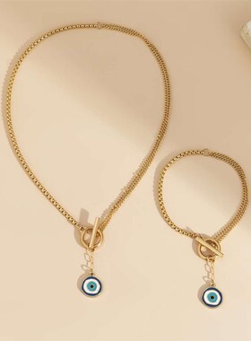 极速Accessories Punk Simple Sweet Cool Blue Eyes Necklace Pe