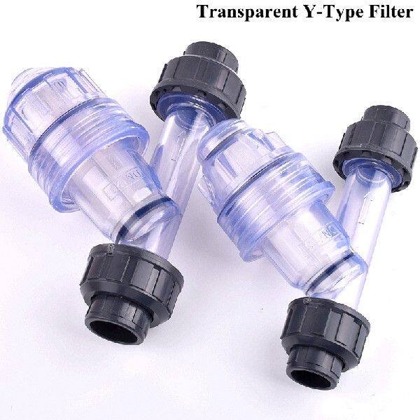 极速1pc 20~75mm Transparent UPVC Y-Type Filter Aquarium Fish