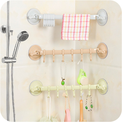 极速6 Hooks Movable Bathroom Hooks Plastic Suction Cup Kitch