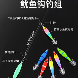 极速吹筒神器夜光鱿鱼钩双伞墨鱼软布卷木虾假饵火箭墨八爪仔不锈