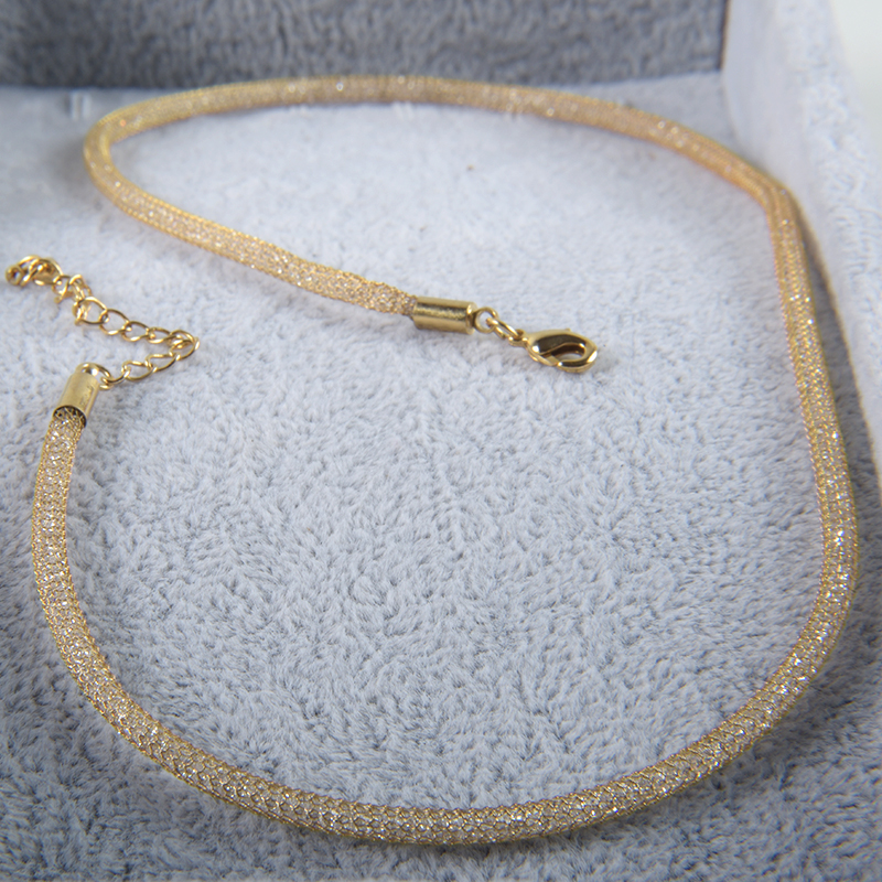 DIY水晶珍珠项炼配件项链跳镂空软管欧美风项圈金属丝编织网眼绳