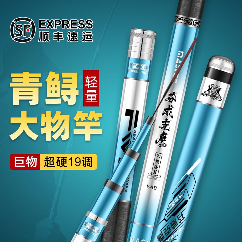 日本进口碳素青鲟巨物大物竿鱼竿手杆超轻超硬十大台钓竿12H19调