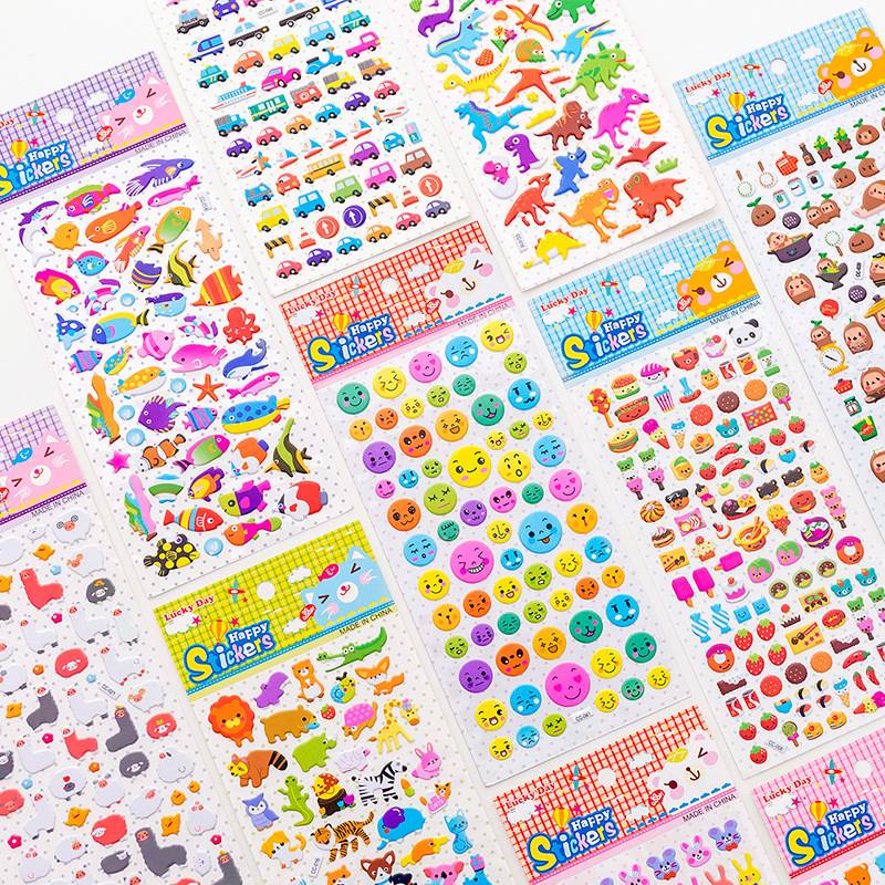 儿童贴画泡泡卡通贴纸动物3D立体泡泡贴女孩幼儿园礼物礼品奖励贴