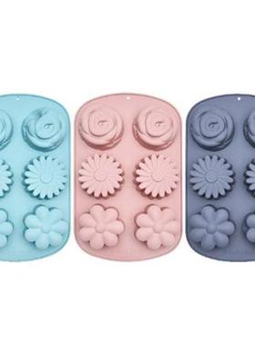 6 Cells Silicone Baking Pan Flowers Shape Soft Mold